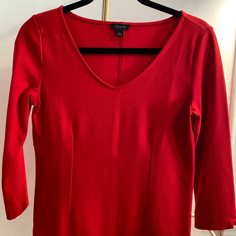 Ann Taylor Red 3/4 Sleeve Shirt